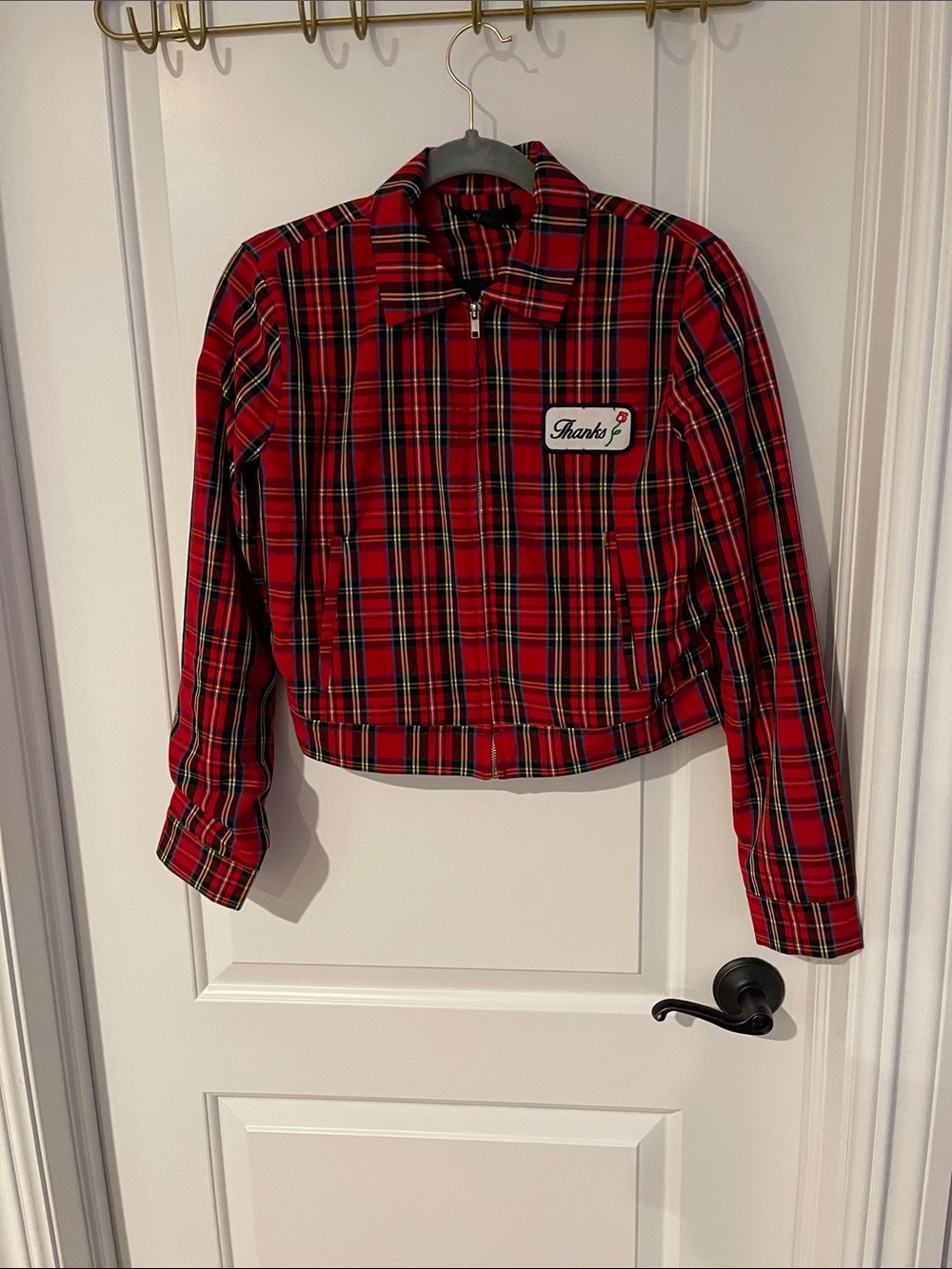 Brand new red plaid coat size small